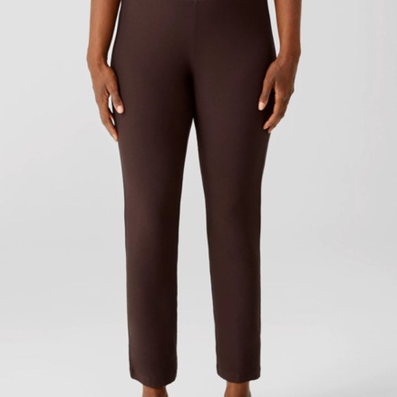 NWT Eileen Fisher Dark. Brownstone Washable Stretch Crepe Slim Ankle Pant - Picture 2 of 6